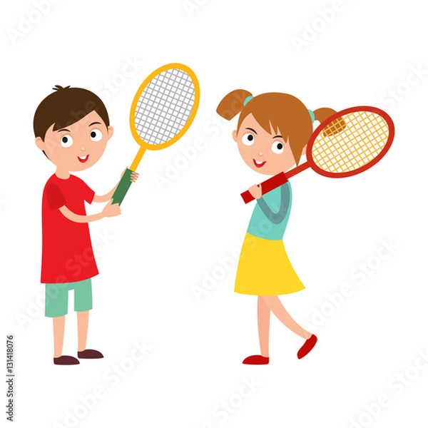 Fototapeta Good looking tennis player vector.