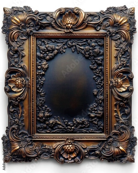 Fototapeta Exquisite gilded baroque picture frame for decorative walls and luxury interiors.