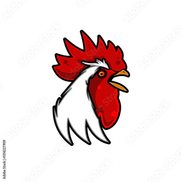 Obraz Rooster head vector illustration, white background