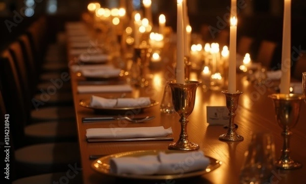 Obraz Elegant candlelit dining setup