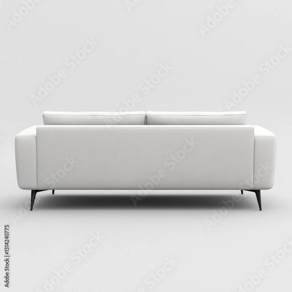 Obraz Back View Minimalist White Sofa, Clean Lines, Interior Design, Furniture, Modern Living Room, Isolated, Couch, Contemporary, Style.