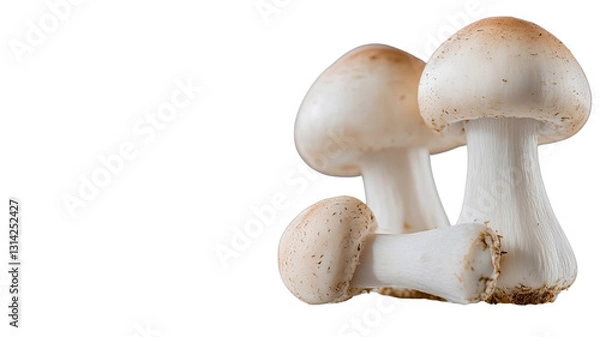 Obraz Whole Champignon mushrooms isolated on a clear, transparent surface