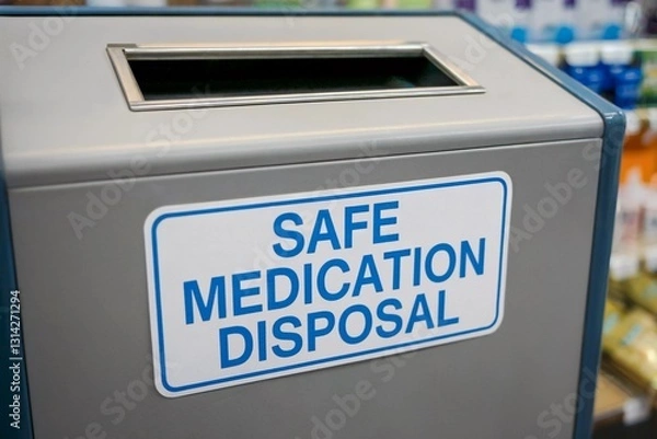 Fototapeta Safe medication disposal unit located in a health facility for proper waste management