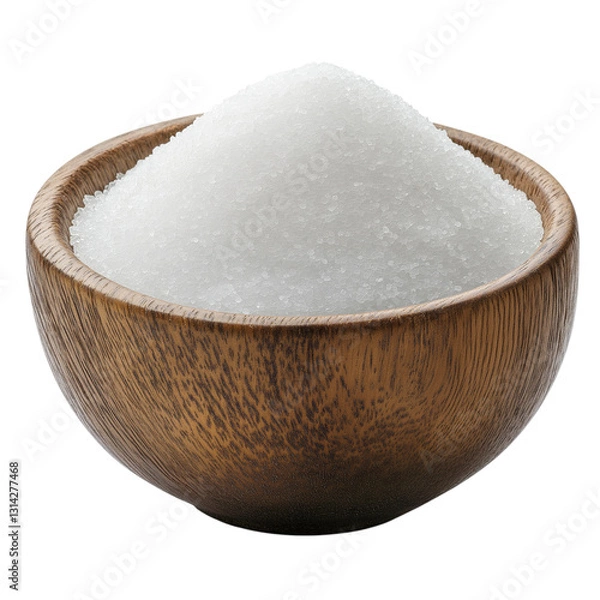 Fototapeta wooden bowl with white sugar isolated on transparent background Generative Ai.