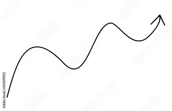 Fototapeta Curved and spiral arrows fine line, curved arrows handmade, arrows illustrations