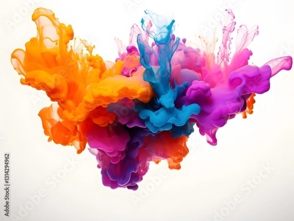 Fototapeta Vibrant Acrylic Color Splash in Water on Abstract White Background