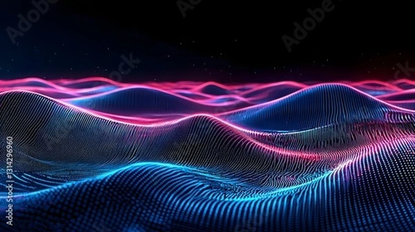 Fototapeta Futuristic Digital Landscape with Glowing Lines and Sci Fi Visualization
