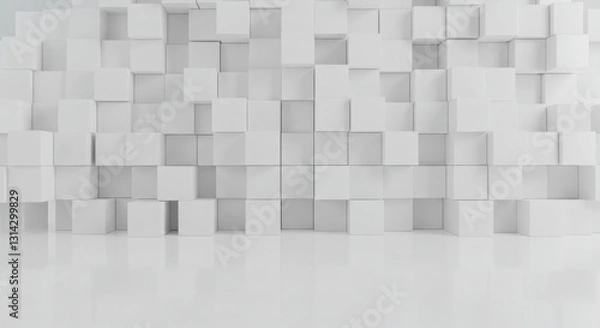 Fototapeta Abstract 3d Render Of White Cubes Geometric Design