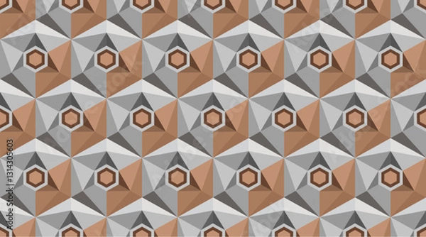 Obraz geometric 3D ornament in the form of hexagon tiles volumetric shape of leather with high quality seamless realistic texture
