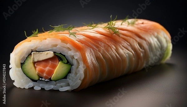 Obraz サーモンの巻寿司。AIで生成