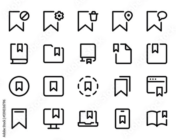 Fototapeta Outline icons set for Bookmark