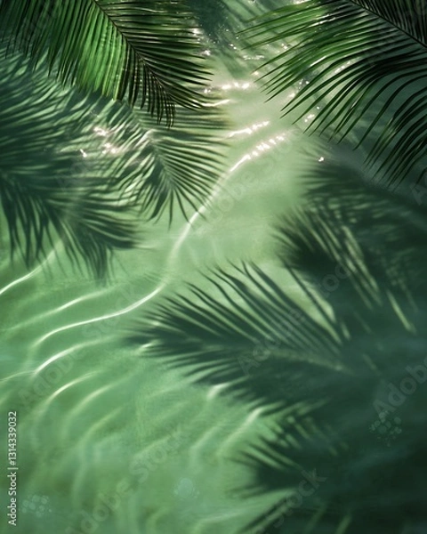 Fototapeta Palm Fronds and Water Shadows