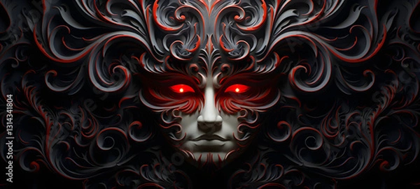 Fototapeta quilling paper mask devil, ai generative