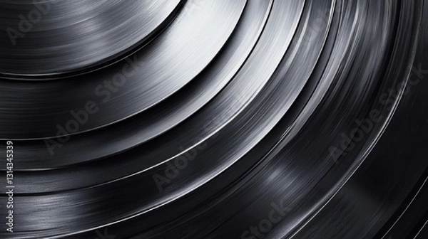 Fototapeta Radial brushed silver texture creates a mesmerizing visual chaos in metal design Generative AI