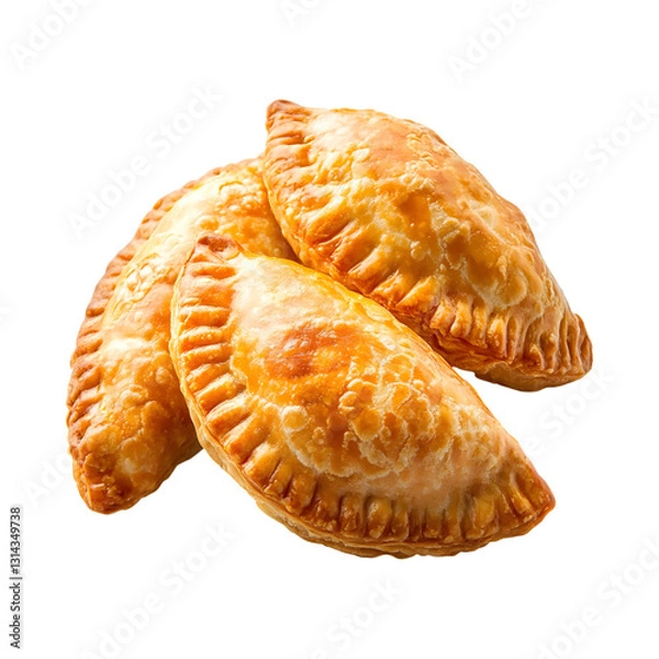Obraz Three Chicken Eme Curry Puffs Isolated on Transparent Background