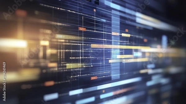 Fototapeta Abstract minimalist project timeline with gradient colors under soft ambient light