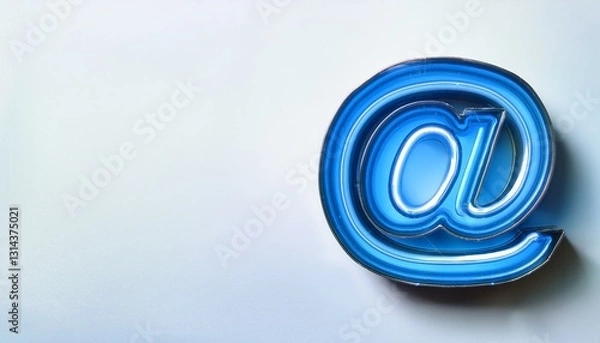 Fototapeta 블루 네온 스타일의 '@' 기호가 빛나는 배경화면