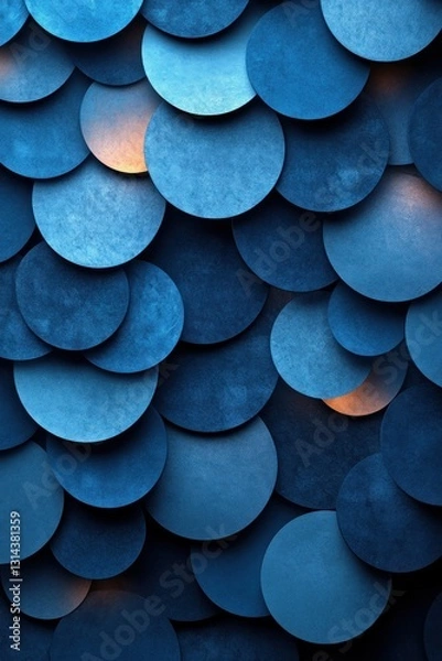 Fototapeta Abstract 3D Composition with Glowing Blue and Teal Circles for Cosmetic Product Presentation Mockup