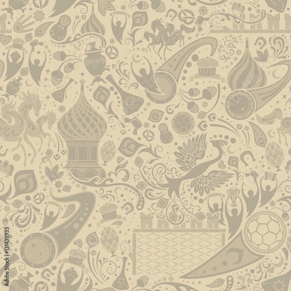 Obraz Russian ecru seamless pattern, vector illustration