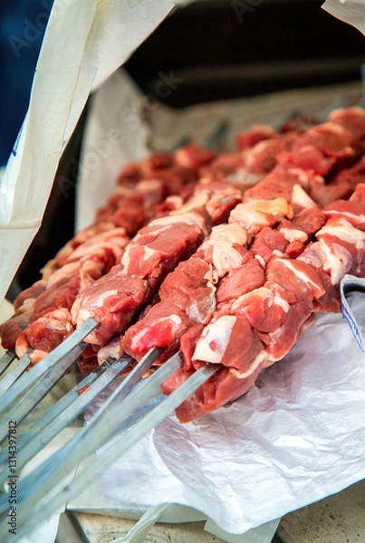 Obraz Raw Meat Food on Metallic Sticks