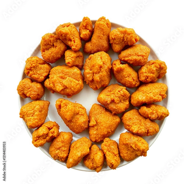 Fototapeta A plate full of crispy chicken nuggets, isolated on a transparent background. 