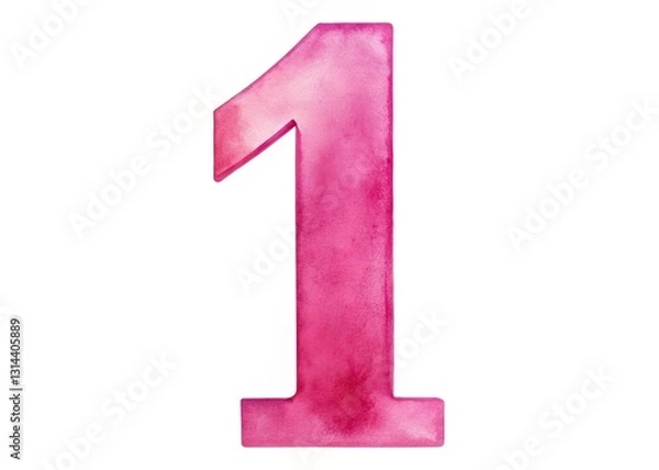 Fototapeta Watercolor Number One, Rule of Thirds, Bold Pink