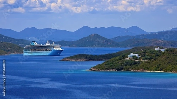 Fototapeta Caribbean Cruise Ship in Turquoise Waters