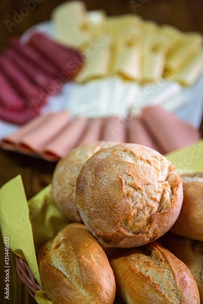 Obraz Bread Pieces on a Breakfast Table