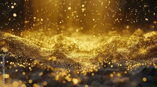 Fototapeta Vibrant Gold Explosion with Energetic Light Bursts and Glittering Particles   Bold and Eye Catching Concept