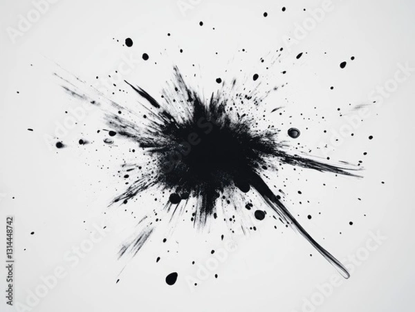 Obraz Dramatic black ink splatter against bright backdrop offering dynamic contrast