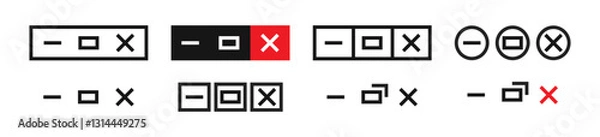 Obraz Browser web button. Minimize maximize and close web button.Close window icon. Vector illustration