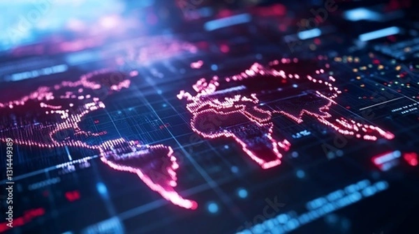Fototapeta Global Network Data Visualization