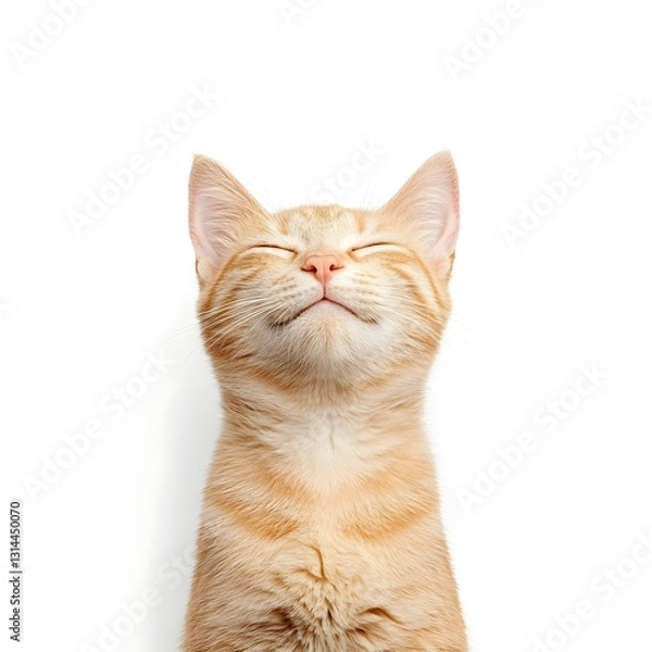 Fototapeta Charming Winking Cat on Pure White Background for Graphic Design and Advertising