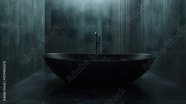 Obraz Sleek and Minimalist Bathroom Design with Dark Tones and Contemporary Features for Modern Spaces