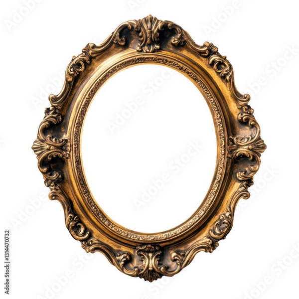 Fototapeta Ornate Gold Picture Frame with Intricate Detailing and Curved Edges