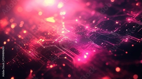 Fototapeta Sparkling Network of Luminous Connections