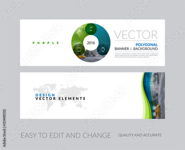 Fototapeta Vector set of modern horizontal website banners with circle roun