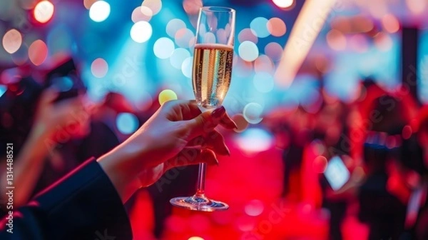 Fototapeta Glamorous Champagne Toast at Exclusive Trendsetter s Gala Event