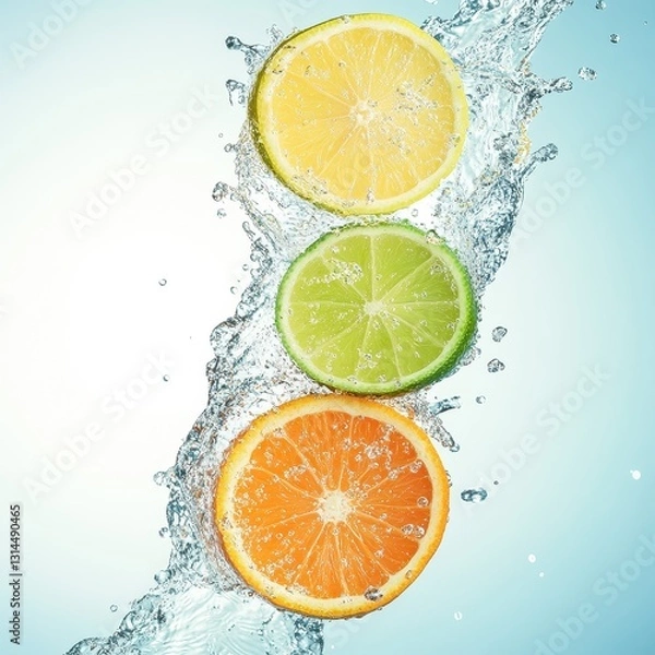 Fototapeta Sliced Citrus Fruits Captured Elegantly In Motion.