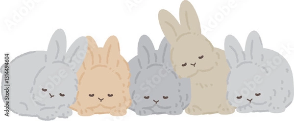 Obraz 寄り添って眠るウサギたち