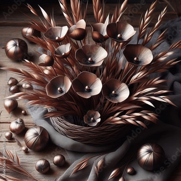 Fototapeta Bronze Flax Has bronze gray leaves valued for its fiber