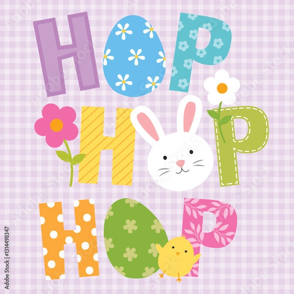 Obraz easter greeting card with bunny and chick design
