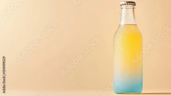 Fototapeta Gradient Beverage Bottle Against Beige Background Scene