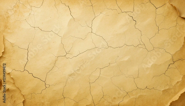 Fototapeta Aged parchment paper with vintage stains and creases