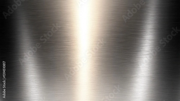 Fototapeta Sleek brushed metal surface with a central light reflection creating a modern and industrial aesthetic perfect for backgrounds and textures