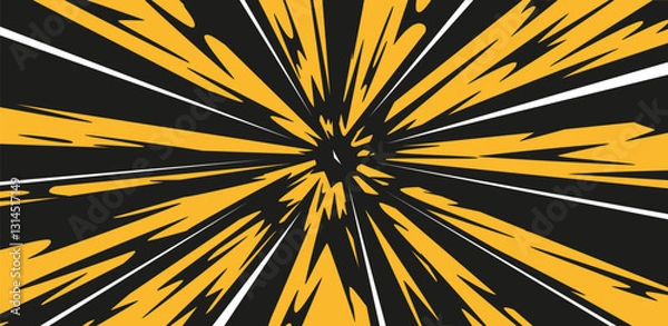 Fototapeta Explosion effect background. Flash explosion radial lines abstract comic book, anime style. Vector illustration design.