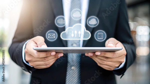 Fototapeta Enhancing private cloud connectivity for business growth digital environment