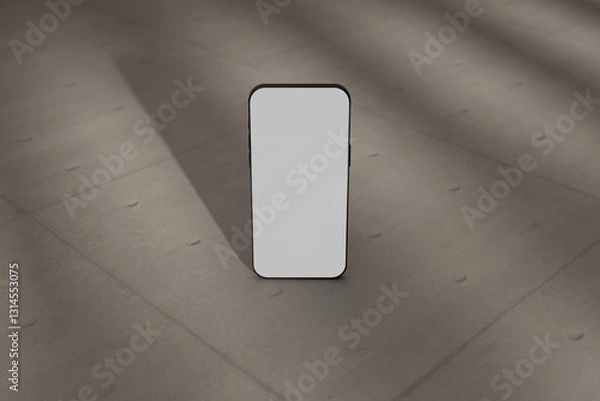 Fototapeta Mockup Smartphone on concrete floor. Can be used as marketing or design template