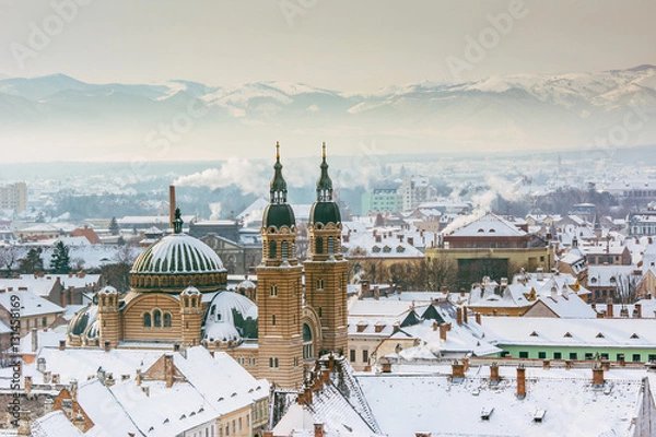 Obraz Winter over the Sibiu city