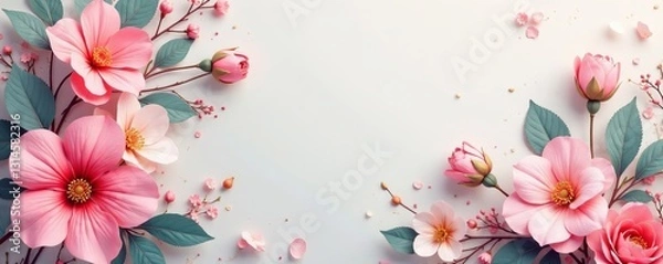 Fototapeta Soft pastel floral pattern on a smooth fabric, fabric, background, pattern